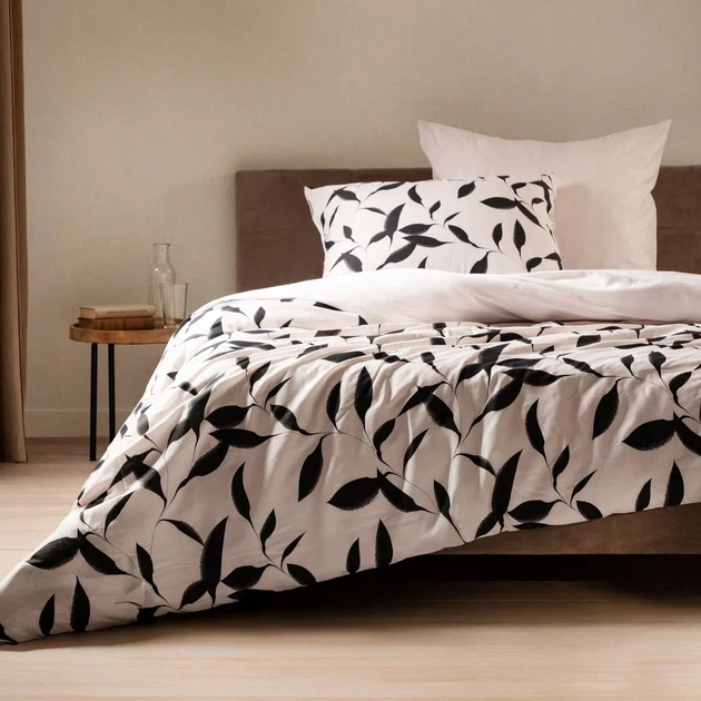 Комплект постільної білизни Homla Lydia підковдра 220 x 200 см + 2 наволочки 70 x 80 см з сатину в листя бежевий (5906496755552) - зображення 2