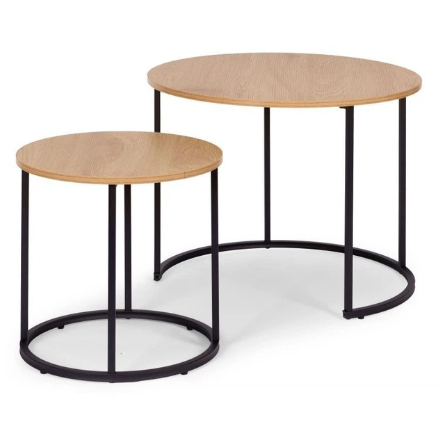 Набір журнальних столиків ModernHome by Multistore Loft 2 шт круглі Світлий дуб (5905817010233) - зображення 5