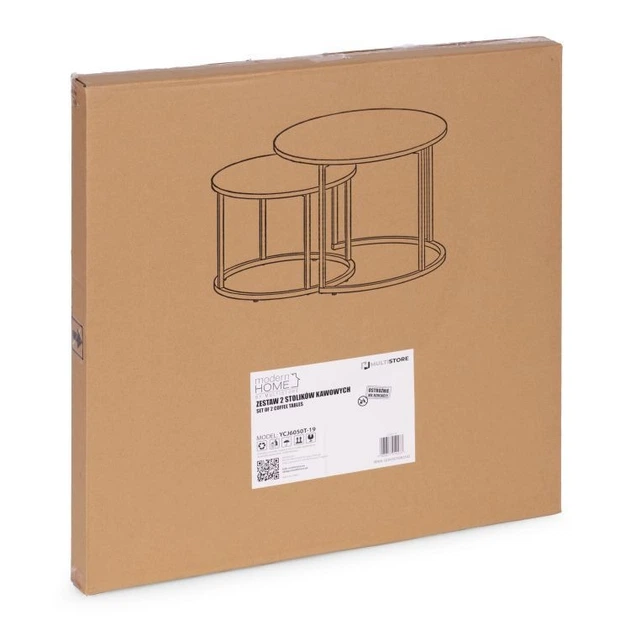 Набір журнальних столиків ModernHome by Multistore Loft 2 шт круглі Світлий дуб (5905817010233) - зображення 9