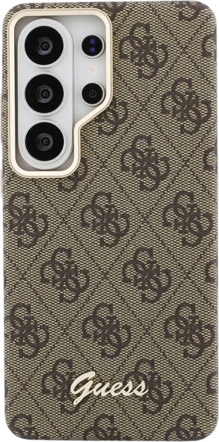 Etui plecki Guess 4G Script MagSafe do Samsung Galaxy S26 Ultra Brown (3666339613020) - obraz 3