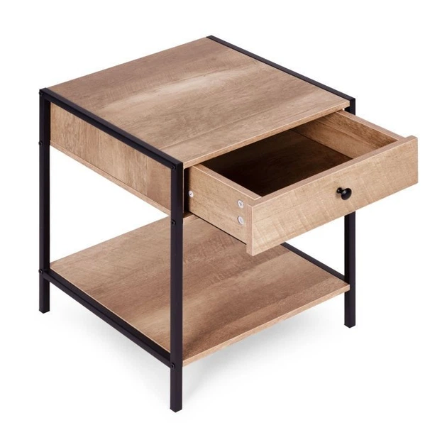 Szafka nocna ModernHome by Multistore Loft z szufladą i półką Jasny dąb (WYJ-085 GRAY) - obraz 2