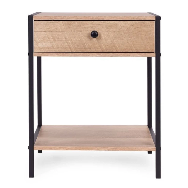 Szafka nocna ModernHome by Multistore Loft z szufladą i półką Jasny dąb (WYJ-085 GRAY) - obraz 4