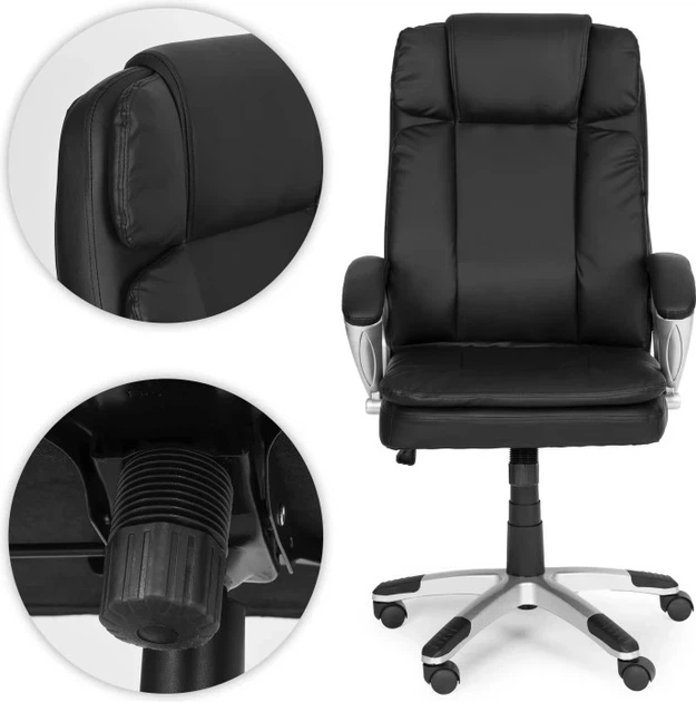 Офісне крісло ModernHome by Multistore поворотне ергономічне Чорне 309-1 (5905817009336) - зображення 7