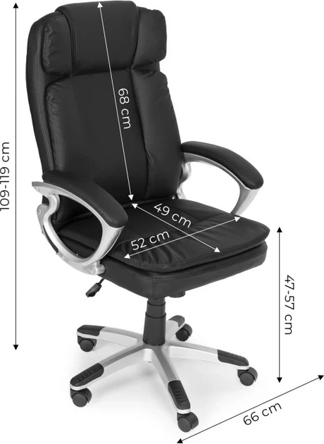 Офісне крісло ModernHome by Multistore поворотне ергономічне Чорне 309-1 (5905817009336) - зображення 8