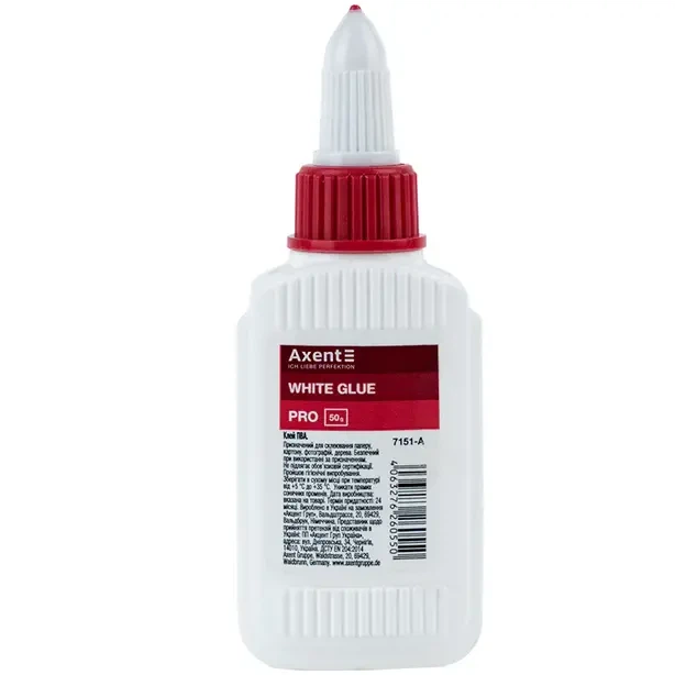 Клей ПВА Axent PRO 50 г PVA ковпачок-дозатор (7151-A) - Фото 1 Клей ПВА Axent PRO 50 г PVA ковпачок-дозатор (7151-A) - изображение 1