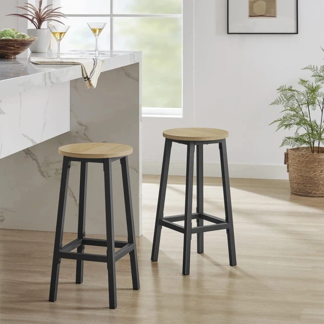 Набір барних стільців Leobert круглі з підставкою для ніг 65 см 2 шт. (5903332086634) - зображення 2