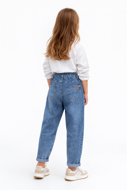 Джинсы baggy подростковые для девочки синие (6-10 лет) 140 (DB-3104) - изображение 2