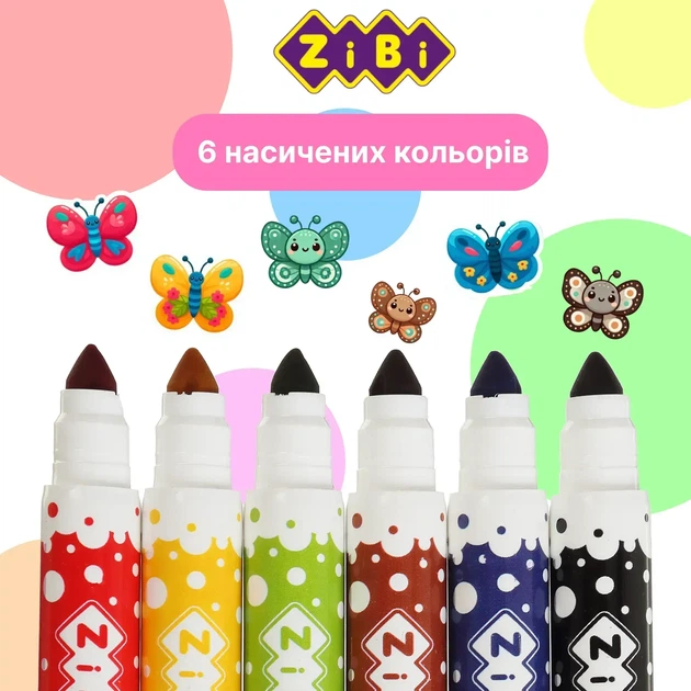 Фломастери ZiBi Super Washable Jumbo 6 кольорів BABY Line ZB.2816 - Фото 5 Фломастери ZiBi Super Washable Jumbo 6 кольорів BABY Line ZB.2816 - изображение 5