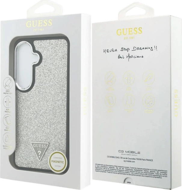 Панель Guess Fixed Glitter Triangle MagSafe для Samsung Galaxy S26 Silver (3666339613549) - зображення 8