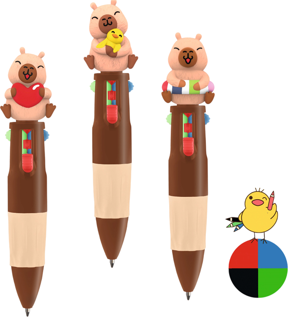Zestaw mini długopisów Trendhaus Kapibara 4-kolorowych 15 szt (4032722058775) - obraz 2