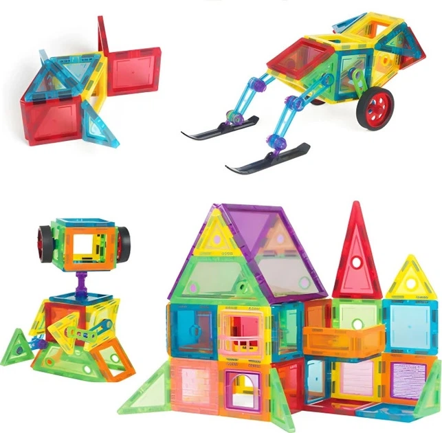 Магнітний конструктор ModernHome by Multistore Будинок з автомобілем та причепом 106 елементів HC473205 (5905817008131) - зображення 5