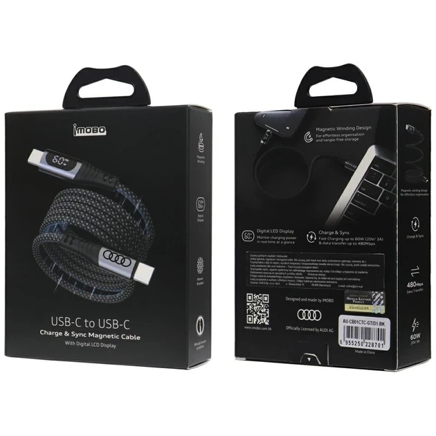 Кабель Audi 2.0 USB-C to USB-C 1.2 m Black (6955250228701) - зображення 4