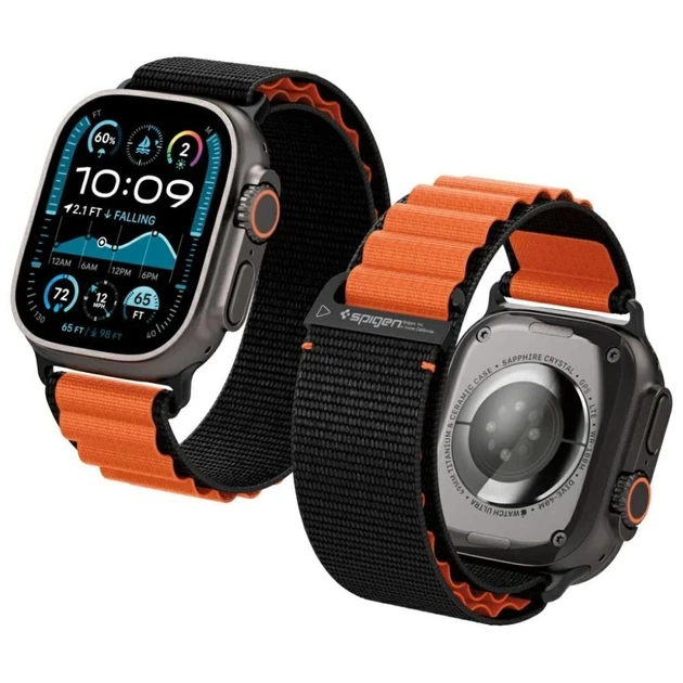 Ремінець Spigen WBF1 для Apple Watch 49 | 46 | 45 | 44 mm Black Orange (AMP10145) - зображення 9