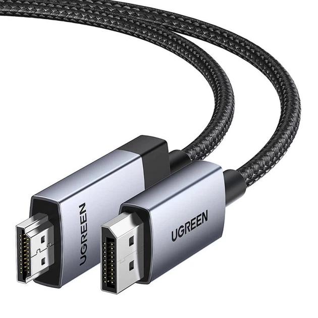 Кабель Ugreen DisplayPort to HDMI 4K 60Hz 3m Black (6941876224913) - Фото 2 Кабель Ugreen DisplayPort to HDMI 4K 60Hz 3m Black (6941876224913) - зображення 2
