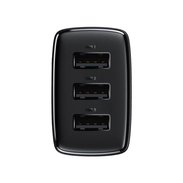 Мережевий зарядний пристрій Baseus Compact 17W 3xUSB-A Black (CCXJ020101) - Фото 3 Мережевий зарядний пристрій Baseus Compact 17W 3xUSB-A Black (CCXJ020101) - зображення 3
