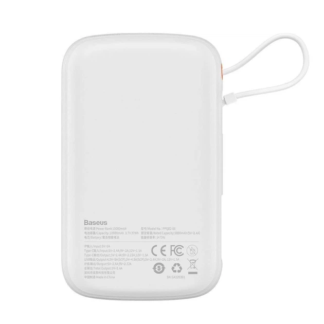Портативное зарядное устройство Baseus Qpow Digital Display Fast Charging 20W 10000mAh with Lighting Cable White (PPQD060002) - изображение 3