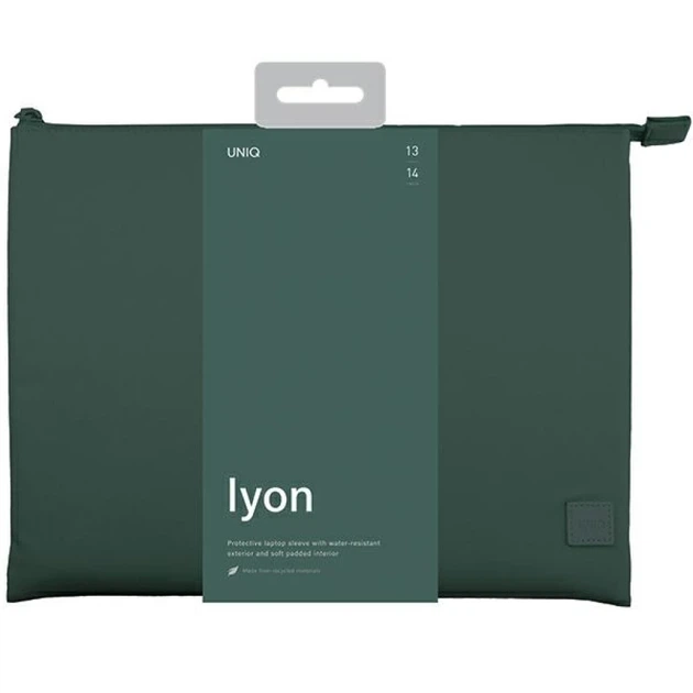 Чехол-конверт UNIQ Lyon Sleeve Waterproof RPET 14" Forest Green (UNIQ-LYON(14)-FORGREEN) - изображение 3