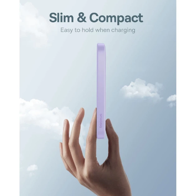 Портативное зарядное устройство Baseus Magnetic Mini 20W | 7.5W 5000mAh Purple with USB-C to USB-C Cable with MagSafe (P10022107513-00) - изображение 5