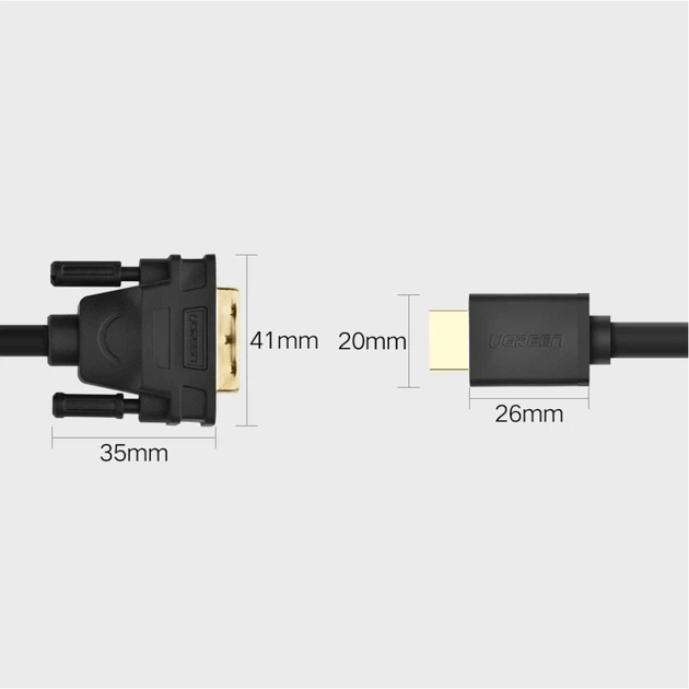 Кабель Ugreen HDMI to DVI 4K 60Hz 30AWG 1m Black (UGR195BLK) - Фото 14 Кабель Ugreen HDMI to DVI 4K 60Hz 30AWG 1m Black (UGR195BLK) - зображення 14