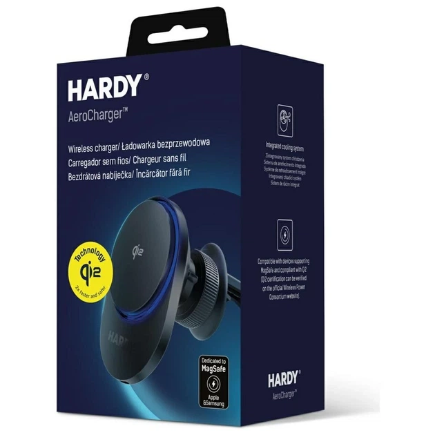 Автодержатель с функцией беспроводной зарядки 3MK Hardy AeroCharger 15W Black with MagSafe (5903108646536) - Фото 6 Автодержатель с функцией беспроводной зарядки 3MK Hardy AeroCharger 15W Black with MagSafe (5903108646536) - изображение 6