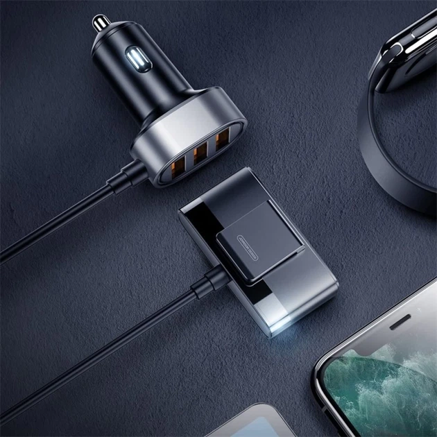 Автомобильное зарядное устройство Joyroom 5x USB-A with Extension Cable 6.2A Black (JR-CL03) - Фото 13 Автомобильное зарядное устройство Joyroom 5x USB-A with Extension Cable 6.2A Black (JR-CL03) - изображение 13