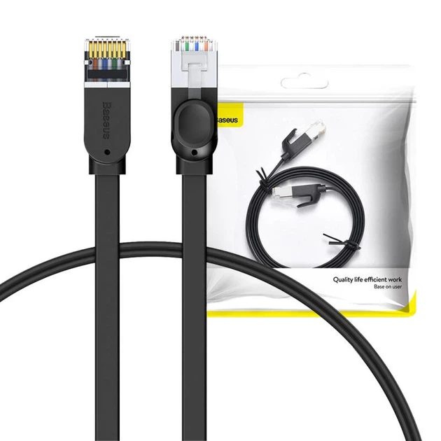 Сетевой кабель Baseus High Speed (Flat) Ethernet RJ45 Cat.6 1000Mb/s 1m Black (PCWL-B01) - изображение 9