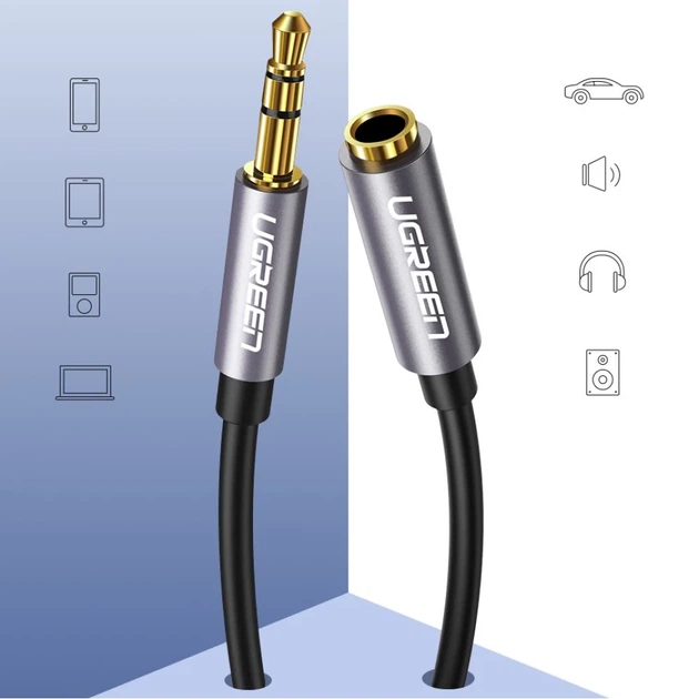 Кабель-подовжувач Ugreen Mini Jack 3.5mm (Male) to Mini Jack 3.5mm (Female) 1m Silver (6957303815920) - Фото 4 Кабель-подовжувач Ugreen Mini Jack 3.5mm (Male) to Mini Jack 3.5mm (Female) 1m Silver (6957303815920) - зображення 4