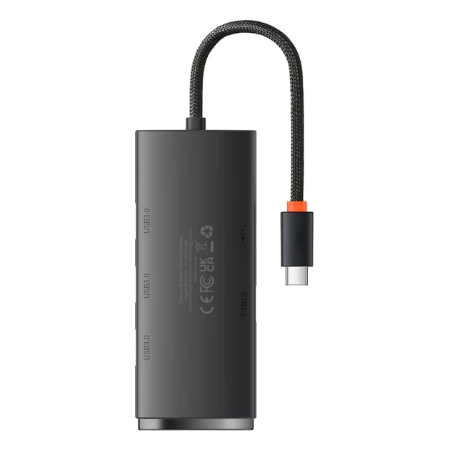 USB-хаб Baseus Lite Series Hub 4-in-1 USB-C to 4хUSB-A/USB-C 0.25m Black (WKQX030301) - изображение 2
