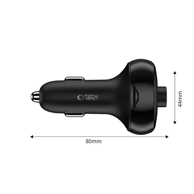 FM-трансмиттер Tech-Protect CC06 2xUSB-A | USB-C 72W Black (5906302361786) - изображение 3