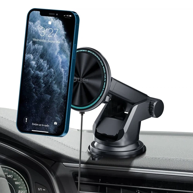 Автодержатель с функцией беспроводной зарядки Tech-Protect A2 Dash Car Mount Wireless Charger 15W Black with MagSafe (9589046926723) - изображение 6