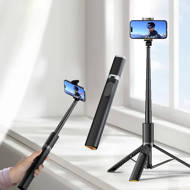 Универсальный штатив Tech-Protect L08S Bluetooth Selfie Stick Tripod Black (5906302308286) - изображение 9