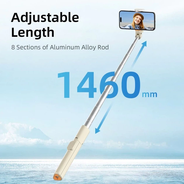 Универсальный штатив Tech-Protect Bluetooth Selfie Stick Tripod Beige (5906302330874) - изображение 7