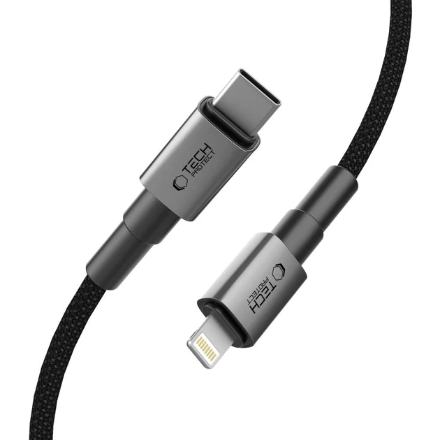 Кабель Tech-Protect Ultraboost DNA USB-C to Lightning 27W 1 m Iron Grey (5906302380879) - Фото 2 Кабель Tech-Protect Ultraboost DNA USB-C to Lightning 27W 1 m Iron Grey (5906302380879) - изображение 2