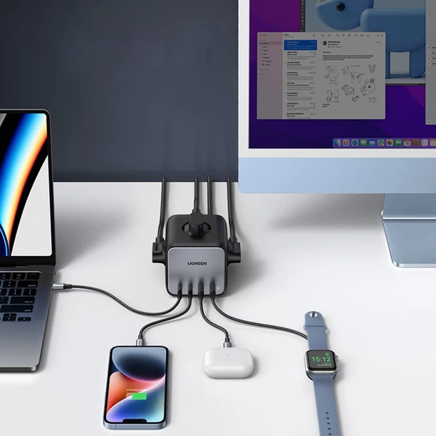 Сетевой удлинитель Ugreen 2x USB-C/2x USB-A/3x AC 65W Black (6941876221264) - изображение 2