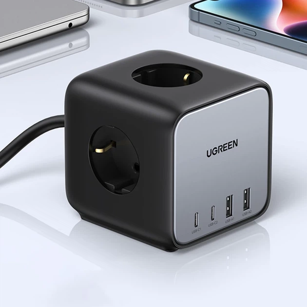 Сетевой удлинитель Ugreen 2x USB-C/2x USB-A/3x AC 65W Black (6941876221264) - изображение 8