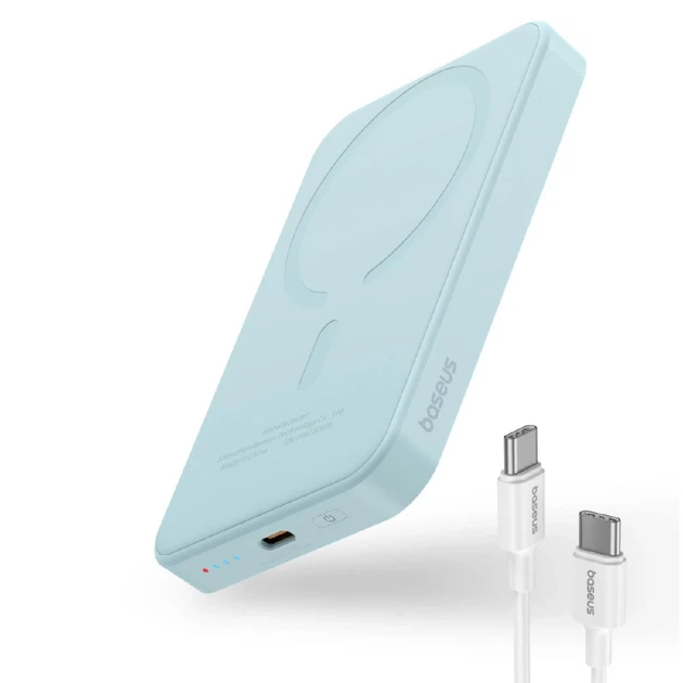 Портативное зарядное устройство Baseus Magnetic Mini 20W | 7.5W 5000mAh Blue with USB-C to USB-C Cable with MagSafe (P10022107313-00) - изображение 2