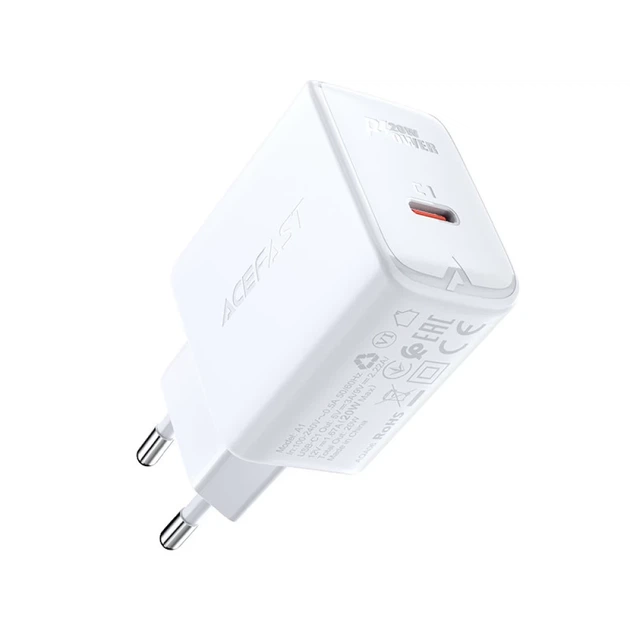 Мережевий зарядний пристрій Acefast A1 QC 20W USB-C Black (A1 black) - зображення 4