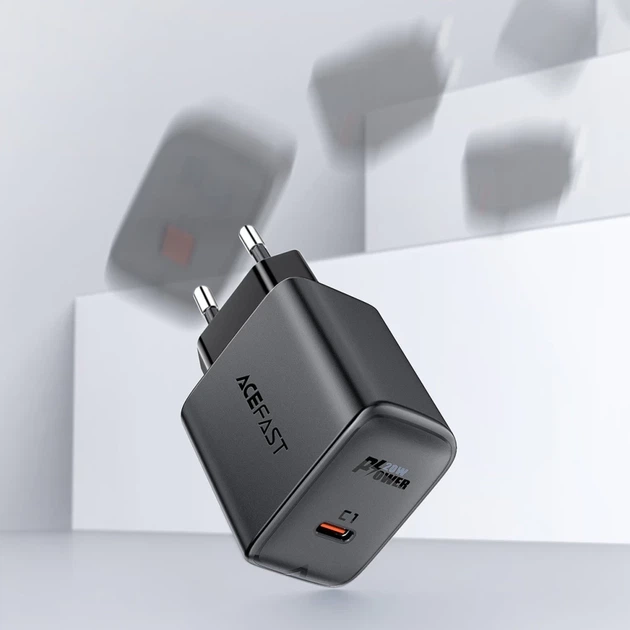 Мережевий зарядний пристрій Acefast A1 QC 20W USB-C Black (A1 black) - зображення 10