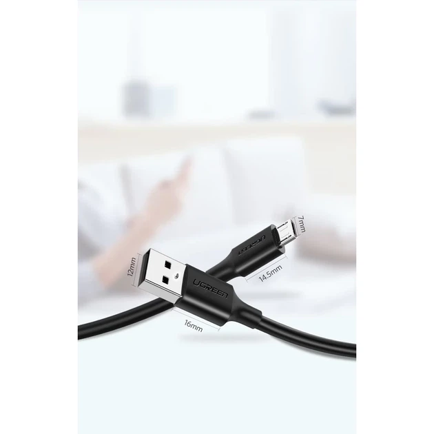 Кабель Ugreen USB-A to micro USB 2m Black (6957303861385) - Фото 2 Кабель Ugreen USB-A to micro USB 2m Black (6957303861385) - изображение 2