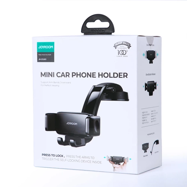 Автодержатель Joyroom Mechanical Car Cockpit Holder Black (JR-ZS283-BK-CK) - Фото 5 Автодержатель Joyroom Mechanical Car Cockpit Holder Black (JR-ZS283-BK-CK) - изображение 5