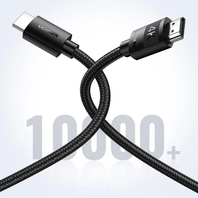 Кабель Ugreen HDMI 2.0 to HDMI 2.0 4K 1m Black (UGR1072BLK) - Фото 6 Кабель Ugreen HDMI 2.0 to HDMI 2.0 4K 1m Black (UGR1072BLK) - изображение 6