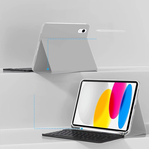 Чехол-клавиатура Tech-Protect SC Pen + Keyboard для iPad 11 2025 11th Gen | 10.9 2022 10th Gen Grey (5906302363117) - изображение 4