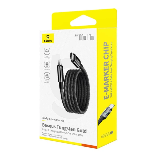 Кабель Baseus Tungsten Gold USB-C to USB-C 100W 1m Black (P10319805111-00) - Фото 3 Кабель Baseus Tungsten Gold USB-C to USB-C 100W 1m Black (P10319805111-00) - зображення 3