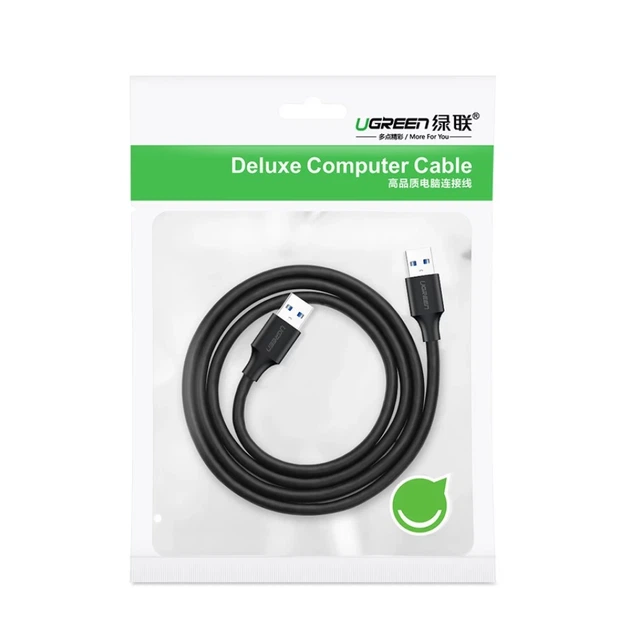 Кабель Ugreen USB-A 2.0 to USB-A 2.0 0.5m Black (6957303813087) - Фото 5 Кабель Ugreen USB-A 2.0 to USB-A 2.0 0.5m Black (6957303813087) - зображення 5