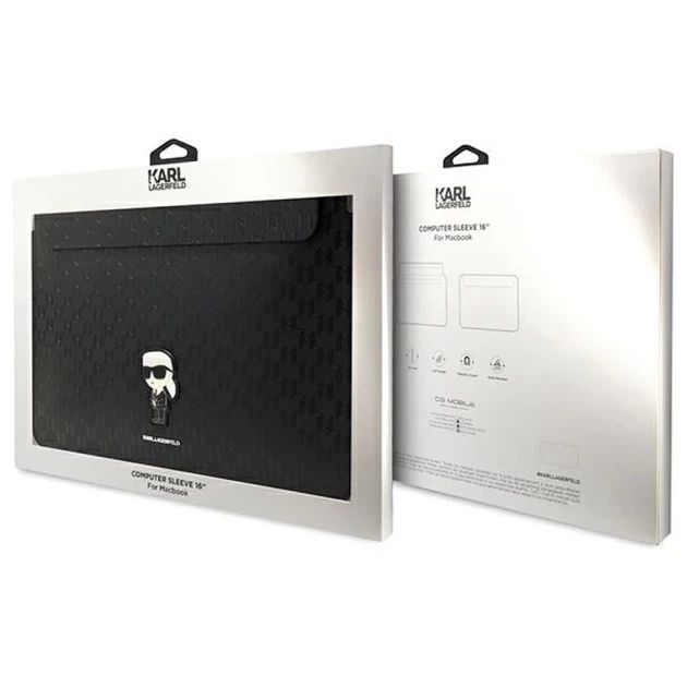Чехол Karl Lagerfeld Saffiano Monogram Ikonik 16" Black (KLCS16SAKHPKK) - Фото 4 Чехол Karl Lagerfeld Saffiano Monogram Ikonik 16" Black (KLCS16SAKHPKK) - изображение 4