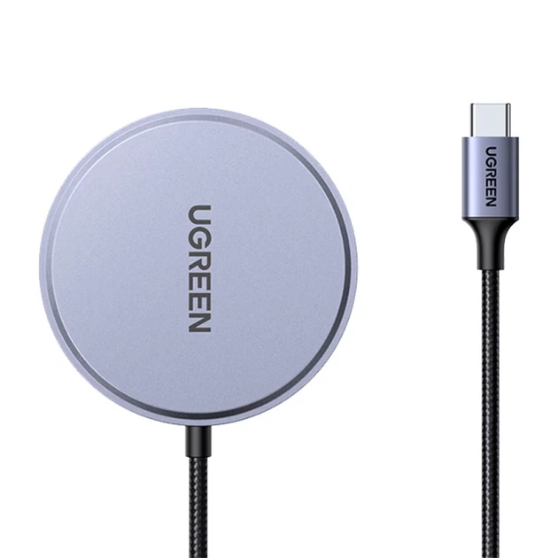 Бездротовий зарядний пристрій Ugreen W703 Magnetic 15W with Cable 1.5 m Grey with MagSafe (6941876252060) - зображення 2