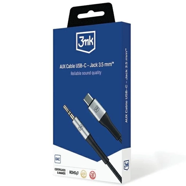 Кабель 3mk AUX USB-C to Jack 3.5 mm 1m Black (5903108528788) - изображение 11