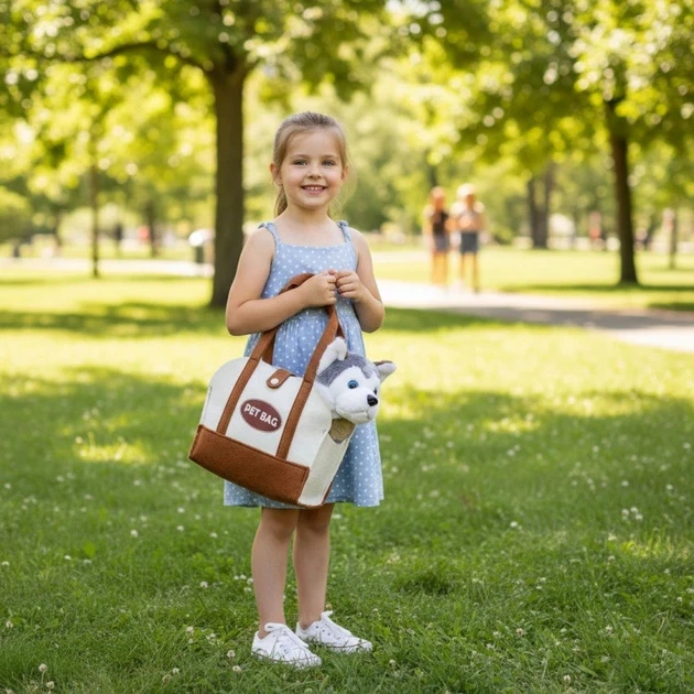 Maskotka ModernHome by Multistore Pluszowy piesek w torebce Husky z szczotką do pielęgnacji 18 cm HC750229 (5905817008278) - obraz 9