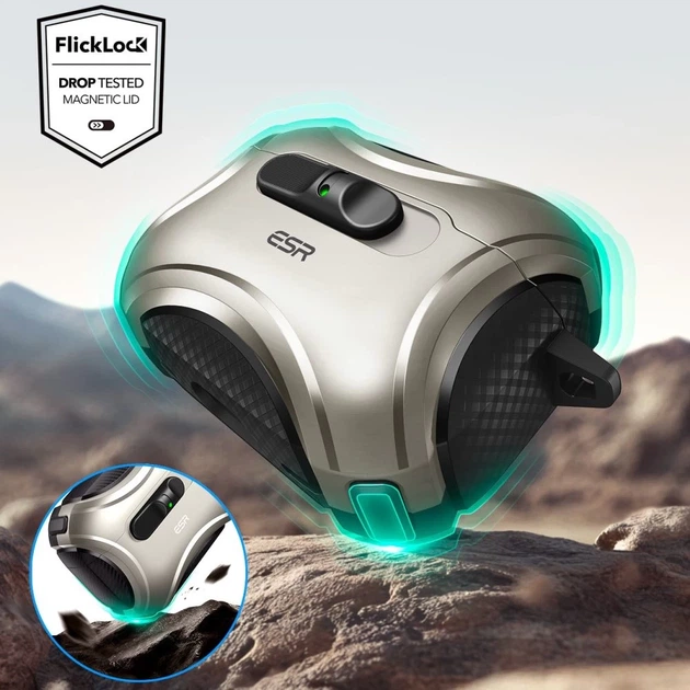 Чехол для наушников ESR Cyber FlickLock Halolock для AirPods Pro 3 Titanium with MagSafe (4894240289242) - изображение 5