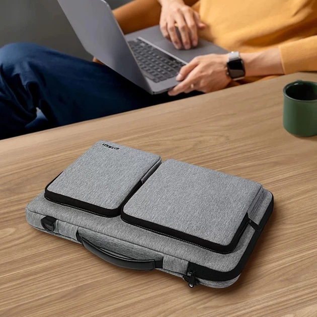 Чехол-сумка Tech-Protect Defender Bag 13-14" Crayon Grey (5906302372874) - Фото 11 Чехол-сумка Tech-Protect Defender Bag 13-14" Crayon Grey (5906302372874) - изображение 11